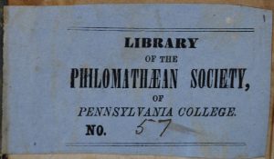 Original Blue Philomathaean Bookplate with the catalog number